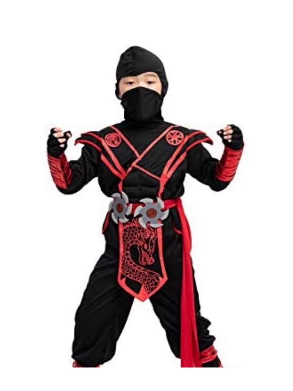 Kids Black & Red Ninja Dragon Costume